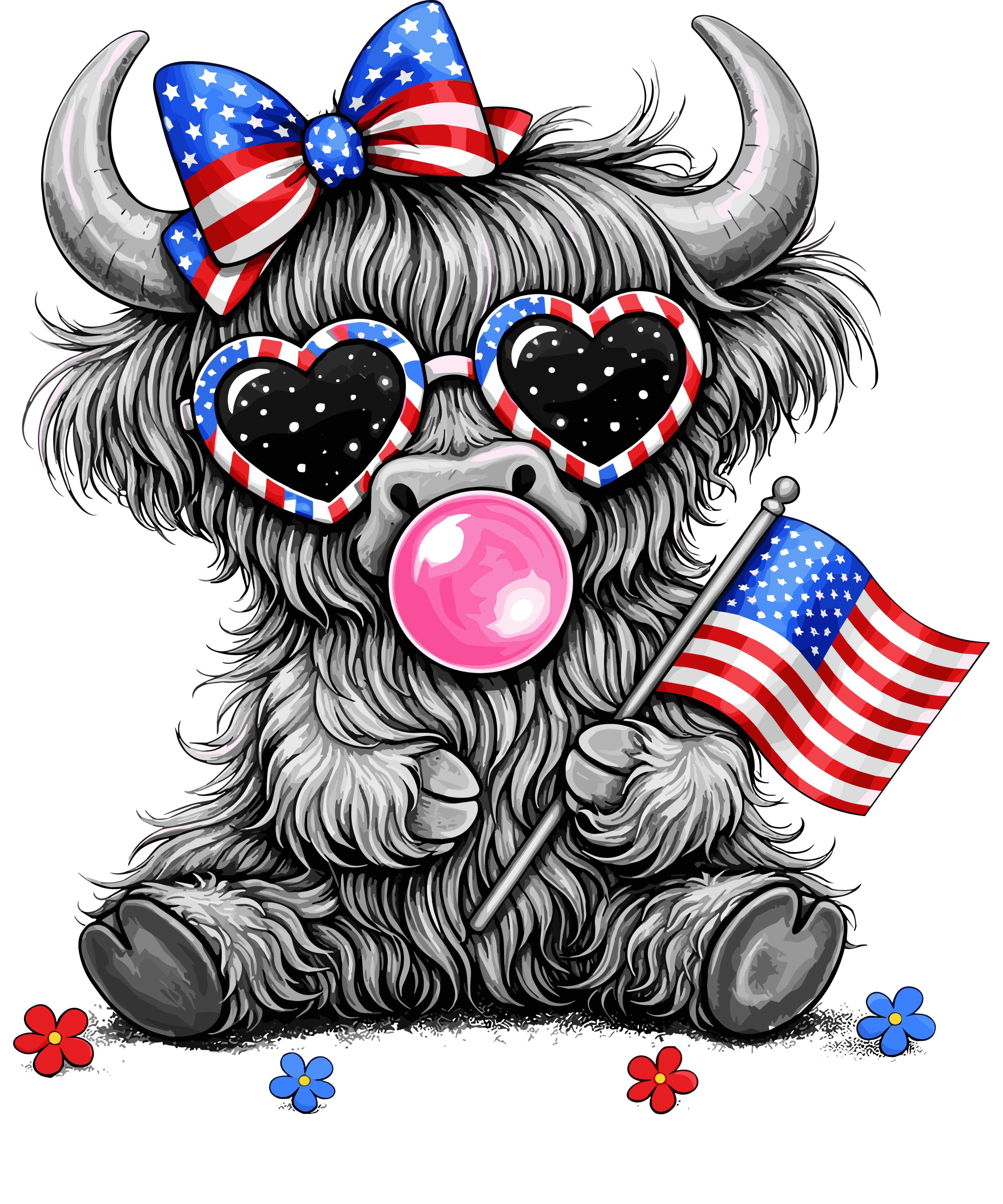 Highland cow patriotic