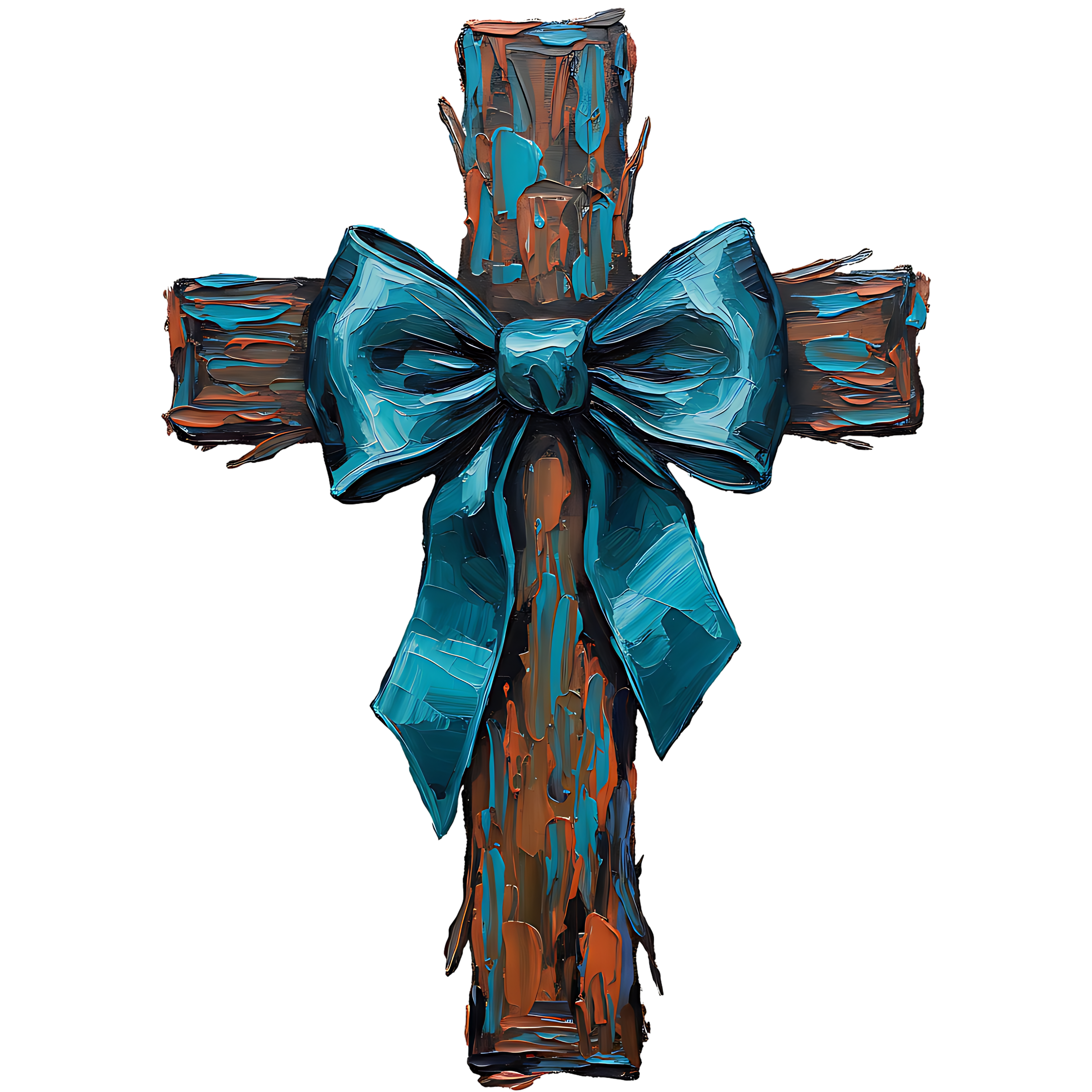 Cross with turquoise bow