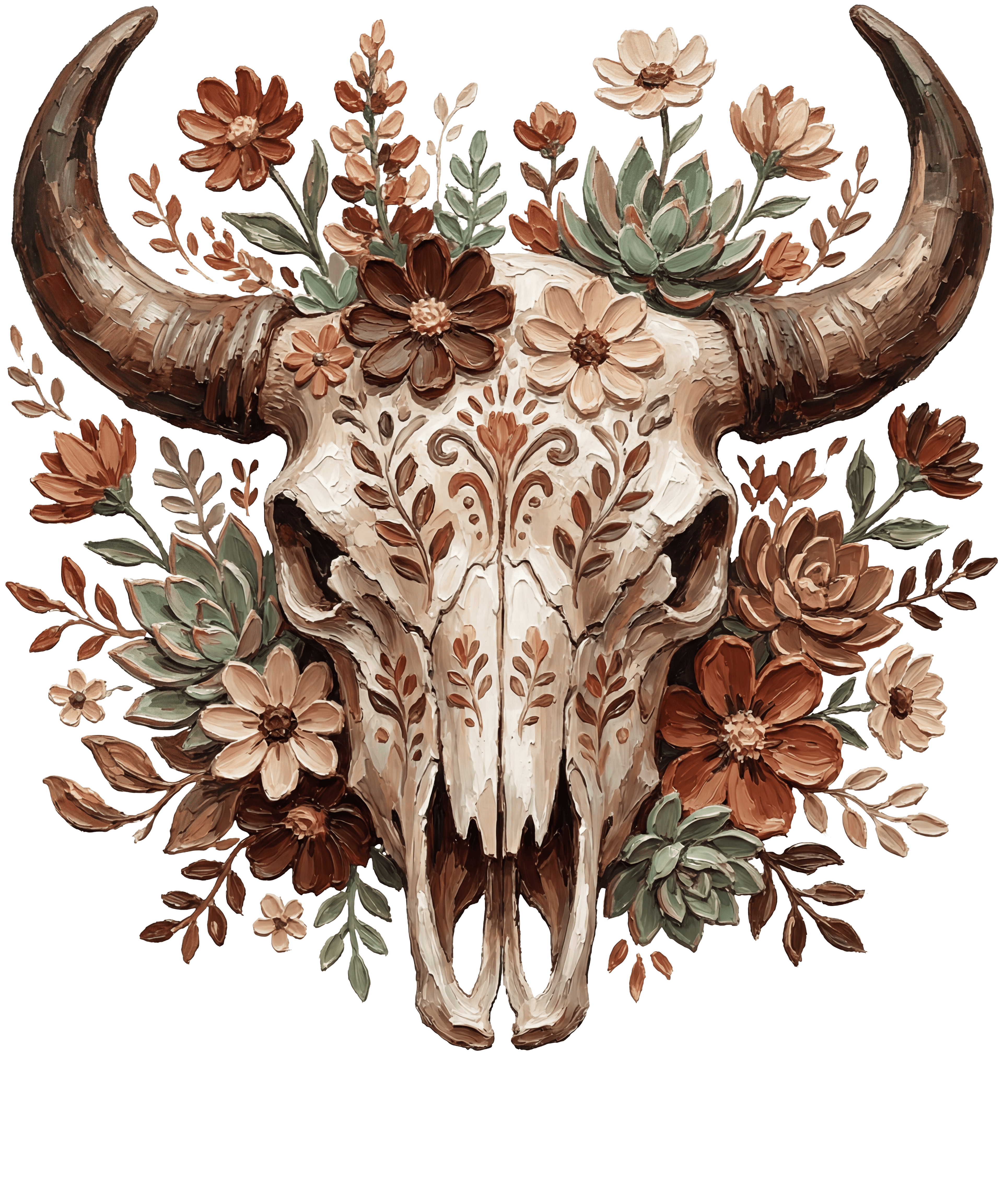 Brushstroke Western Cow Skull DTF Transfer