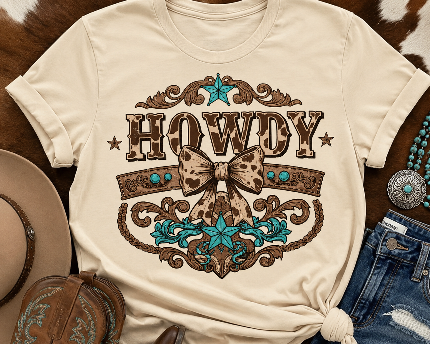 Howdy Western Bow Tee 🤎⭐️