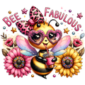 Sunflowers and Bee Girl DTF Transfer